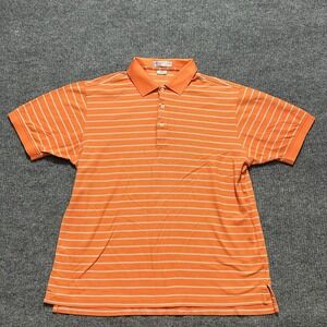 Martin Timeless as the Game Mens Polo Shirt Size L Orange Striped Short Sleeve